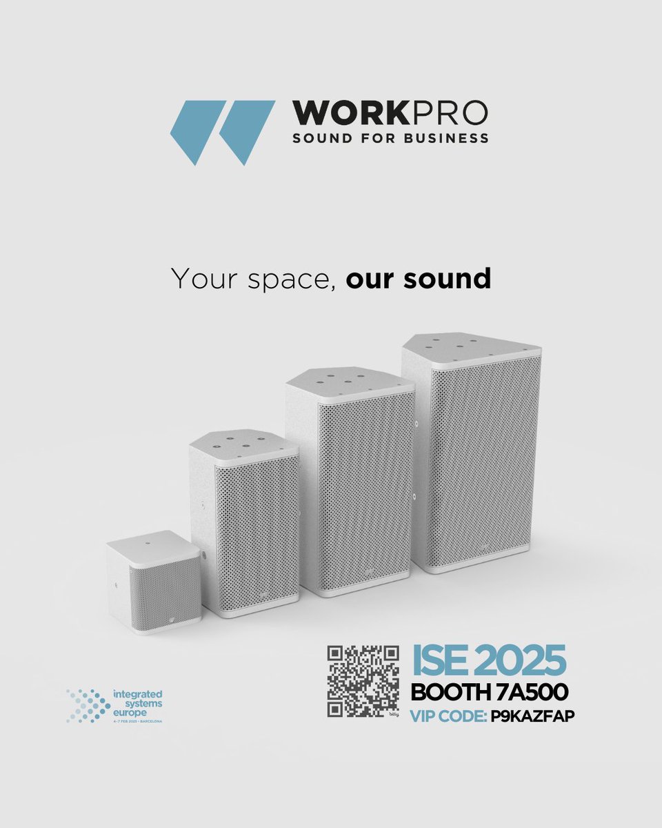 We’re heading to ISE 2025 with @‌workpro_official! Your space. Our sound. 
📍 Join us in Barcelona from February 4th to 7th. Don’t miss it!
👉 Scan the QR or click the link in bio to register. See you at ISE! 🙌  @‌ISE_Show
#ISE2025#AVSolutions #WorkPro