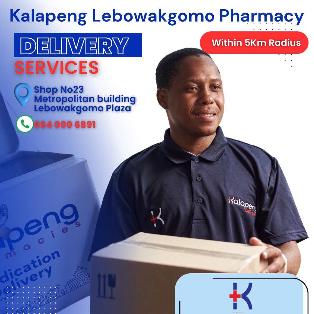 KalapengP's tweet photo. Why step out when we can step in? Kalapeng Pharmacy Lebowakgomo delivers within a 5km radius—bringing health and care straight to your door! 💚 #WeDeliver #KalapengPharmacy #HealthOnTheGo #Lebowakgomo #YourHealthOurPriority https://t.co/CNfxWto7EL