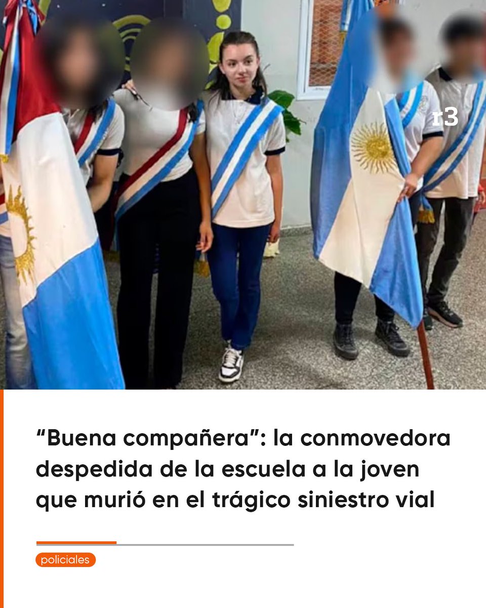 ⭕ Agustina García, de 16 años, y su mamá Tania Gandolfi, de 41, murieron en un trágico accidente en Rosario. 

La directora de la escuela a la que acudía la adolescente, Alejandra Fontanellas Brito, lamentó su fallecimiento: “Es una pérdida terrible”.

rosario3.com