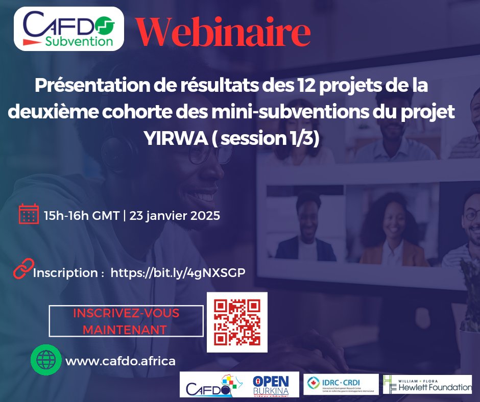 cafdo_officiel's tweet photo. 🛑 WEBINAIRE (1/3)
📢 Découvrez les résultats des projets de la 2ᵉ cohorte des mini-subventions!
📅 23 janvier | ⏰ 15H-16H GMT | 💻 En ligne
🎯 Présentation des résultats de 4 projets,
✅ Inscrivez-vous ici : https://t.co/fJr670YROL
#Cafdo #OpenData #Afrique https://t.co/mWYa4KXI7G