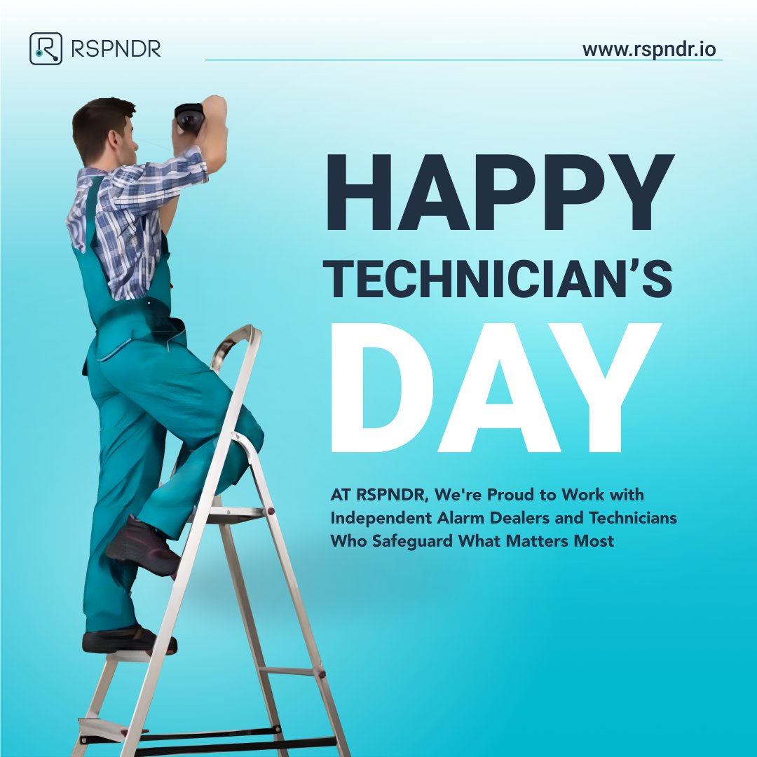 RSPNDR's tweet photo. We wish all #alarmtechnicians a very #HappyNationalTechniciansDay! 🎉 At #Rspndr, we're honored to support you with modern on-demand security solutions and look forward to another year of collaboration, innovation, and success in #AlarmResponse.🚔 #securityindustry https://t.co/2EEj0V2uTj