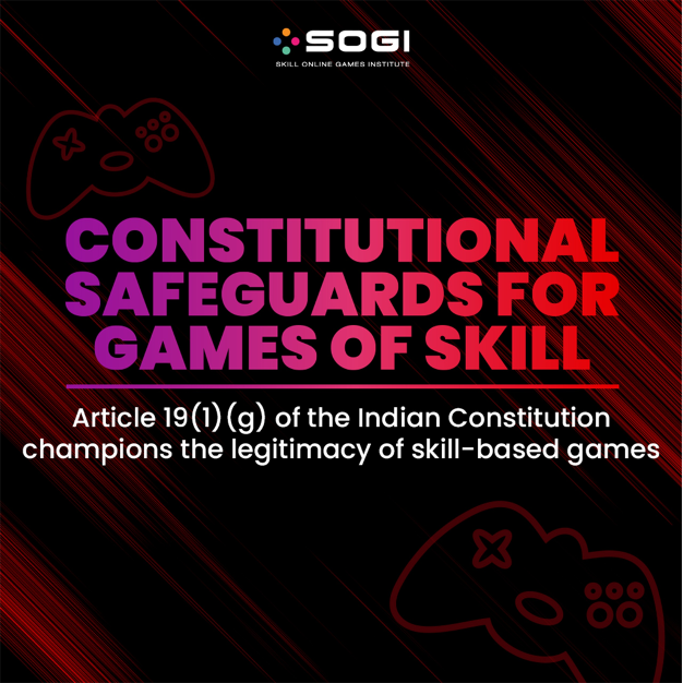 SOGIIndia's tweet photo. India’s gaming landscape benefits from constitutional protections that set skill-based games apart. 

Under Article 19(1)(g), players and developers of skill-based games are granted the freedom to engage in a recognisedand legitimate pursuit. 

This provision not only reinforces the industry’s credibility but also ensures that participants in skill-based gaming have legal backing to innovate and grow. 

This protection empowers industry stakeholders to explore new opportunities and innovations while ensuring they remain within India’s legal standards.

#OnlineGamingIndustry #IndiasGamingLandscape #ConstitutionalProtections #SkillBasedGame #LegalStandards #Constitution