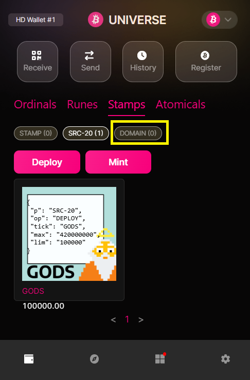We’re unstoppable in building #Stamps #SRC101 <a href="/BitnameService/">Bitname</a>! 🌟

💎 New Domain tab: Manage all your .BTC domains effortlessly in one place.
🚀 Send Bitcoin tokens or NFTs by simply typing a .BTC name!

2025 is shaping up to be legendary for the $STAMP community.
The wallet