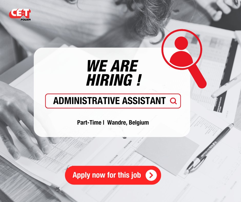 ❗ Job offer 📣Our Services team is on the lookout for a part-time Administrative Assistant to join our team in Wandre! If you’re ready to take on new challenges and grow with us, we want to hear from you👉 cet-power.com/en/job/adminis…
#Hiring #JobOffer #AdministrativeAssistant