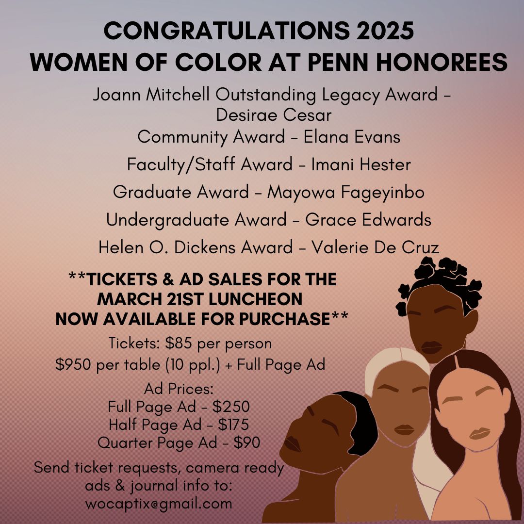 Congratulations to our 2025 Honorees! Tickets for the March 21st luncheon are now available for purchase. Email wocaptix@gmail.com to reserve yours today!