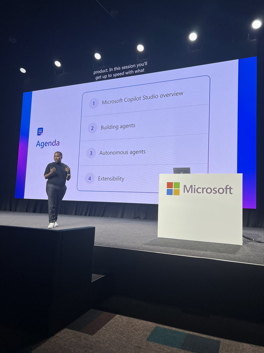 donasarkar's tweet image. Fun to see @GomoMohapi on the big keynote stage talking about how anyone can build their own Copilot and Agent. 

He’s sharing:
1. Copilot Studio overview 
2. Building your first agent 
3. Making it autonomous 
4. Connecting it to external data sources via connectors/plugins…