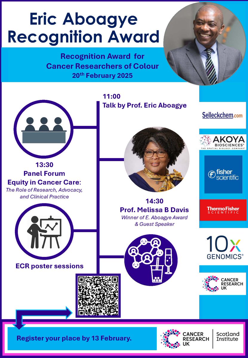📢Register now for the inaugural Eric Aboagye Recognition Award Event on 20th February 

🏆Our first recipient will be Prof Melissa B Davis in recognition of her exceptional work in cancer research particularly investigating breast cancer inequalities

🔗eventbrite.com/e/eric-aboagye…