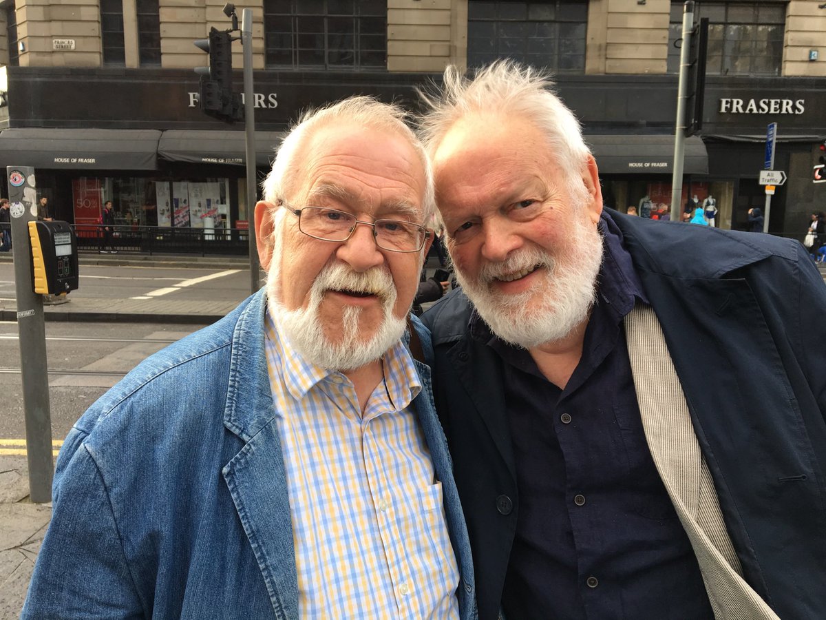 R.I.P Michael Longley, who died yesterday. Signing books in Toppings in St Andrews in March 2020, &amp; with Douglas Dunn at the EIBF a few years earlier where they were both reading. Lux aeterna keep him. A magnificent poet at his (frequent) best. 🙏❤️😢