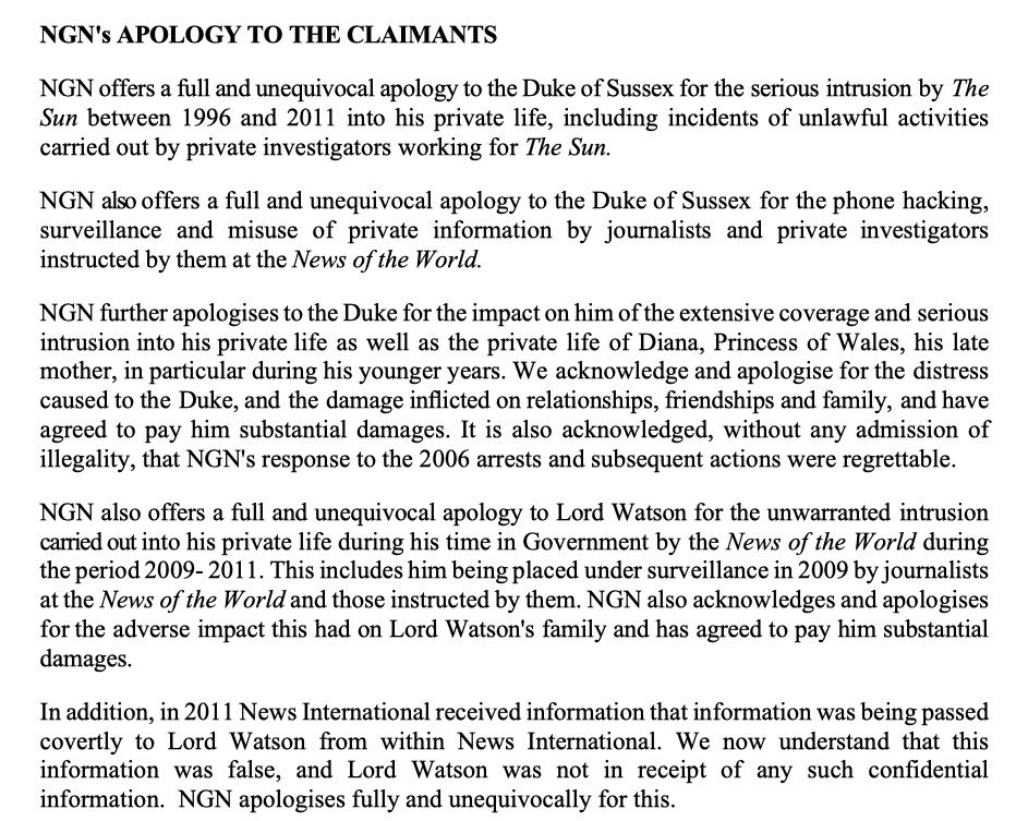 Here's the grovelling Murdoch apology to Prince Harry this week, something you won’t read in The Times, The Sun, or any of the Murdoch press:
