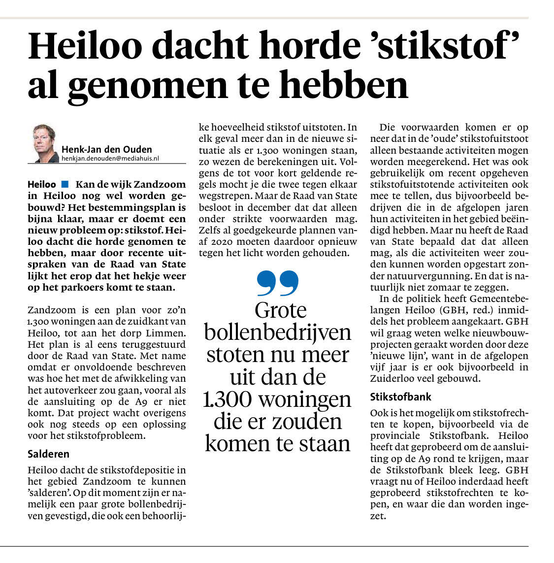 #Gemeentebelangen #Heiloo heeft college Heiloo art 51 vragen gesteld over  de gevolgen van de #stikstofuitspraken voor de grote projecten zoals #AansluitingA9, #ReconstructieVennewatersweg en #Zandzoom waar nog steeds geen stikstofvergunningen  voor zijn.