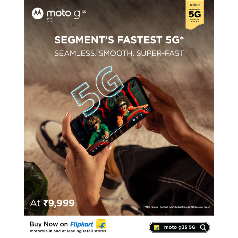 motorolaindia's tweet photo. Enjoy the fastest 5G with the #MotoG35 5G! Ultra-fast downloads, clear video calls, and lag-free multitasking await. Stay connected with 12 5G bands and VoNR connectivity. 🚀
Buy now at ₹9,999 @Flipkart, https://t.co/azcEfy2uaW & leading retail stores.
#Motorola #ExtraaHai