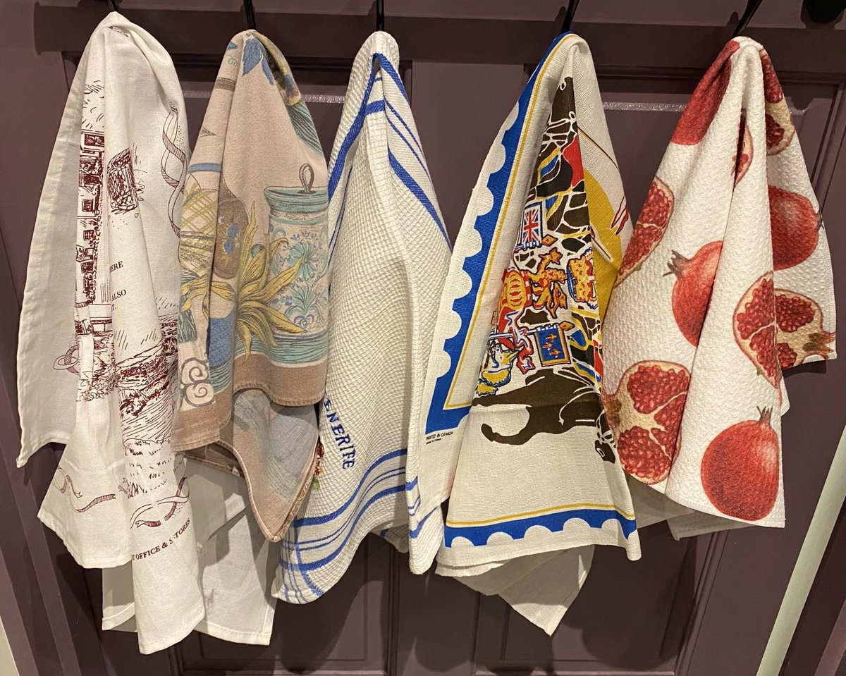 Changing of the Tea Towels: how did this lot get on the same hanger? Hanger number 141. One from 1960 that got muddled with some pink socks in the washing machine and some Chinlon that creates so much electricity. Ah well. #GuinnessWorldRecord