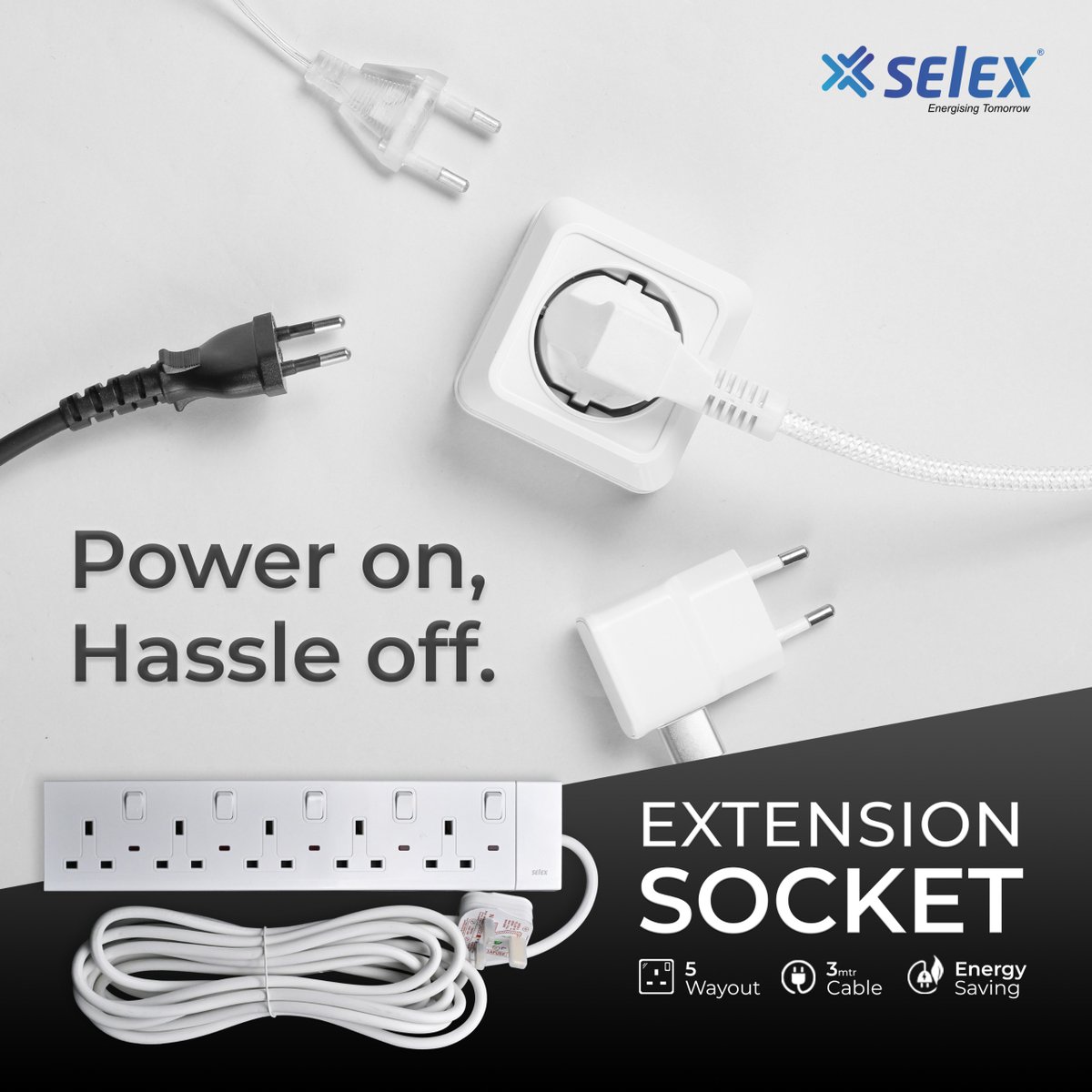 Selexelectrical's tweet image. Experience the perfect blend of convenience and efficiency with our 5-outlet extension socket. Crafted with 100% copper connectors and an energy-saving design, it ensures seamless power connections for all your indoor needs. 
#SmartPowerSolutions #EffortlessLiving
