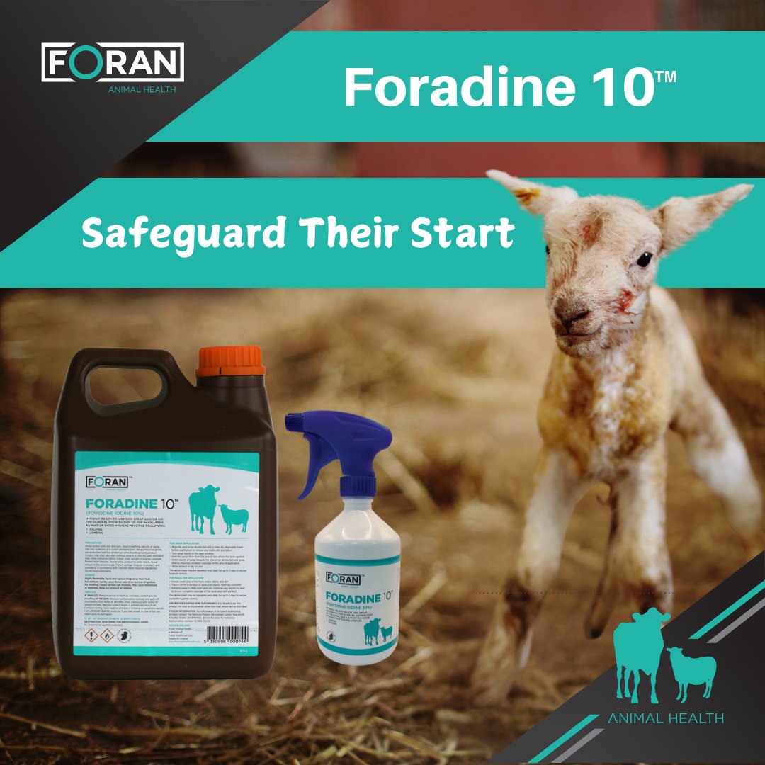 𝐅𝐨𝐫𝐚𝐝𝐢𝐧𝐞  - A hygienic ready-to-use skin spray or dip for disinfection of the naval area for newborn calves and lambs, the only iodine based naval spray that is registered as a Biocide in Ireland 👏⬇️

redmillsagri.com/.../foradine-1…

#REDMILLSAgri