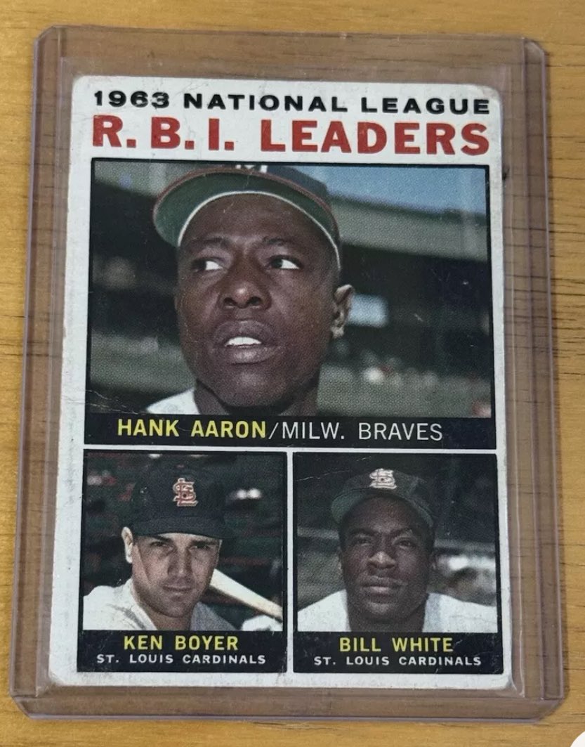 LukeTheDuke4009's tweet photo. Check out #1964Topps #Topps #ToppsCards #ToppsBaseball #RBI #Leaders #HankAaron #HOF #KenBoyer, #BillWhite #11 #VG #Vintage #MLB https://t.co/7zh2xvNo6D #eBay via @eBay https://t.co/SC56lPjxPY