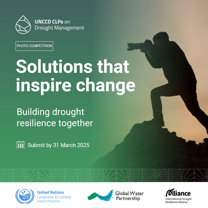 Flood & Drought Management (@flooddroughtmgt) on Twitter photo 📢Take part in the photo competition "Solutions that Inspire Change: Building Drought Resilience Together" organized by <a href="/GWPnews/">Global Water Partnership</a>, <a href="/UNCCD/">UN Land and Drought</a> & IDRA!
Submission deadline: 31 March 2025🗓️
Let your photos tell the story of #DroughtResilience in action!
➡️lnkd.in/dX79D7_P 📢Take part in the photo competition "Solutions that Inspire Change: Building Drought Resilience Together" organized by <a href="/GWPnews/">Global Water Partnership</a>, <a href="/UNCCD/">UN Land and Drought</a> & IDRA!
Submission deadline: 31 March 2025🗓️
Let your photos tell the story of #DroughtResilience in action!
➡️lnkd.in/dX79D7_P