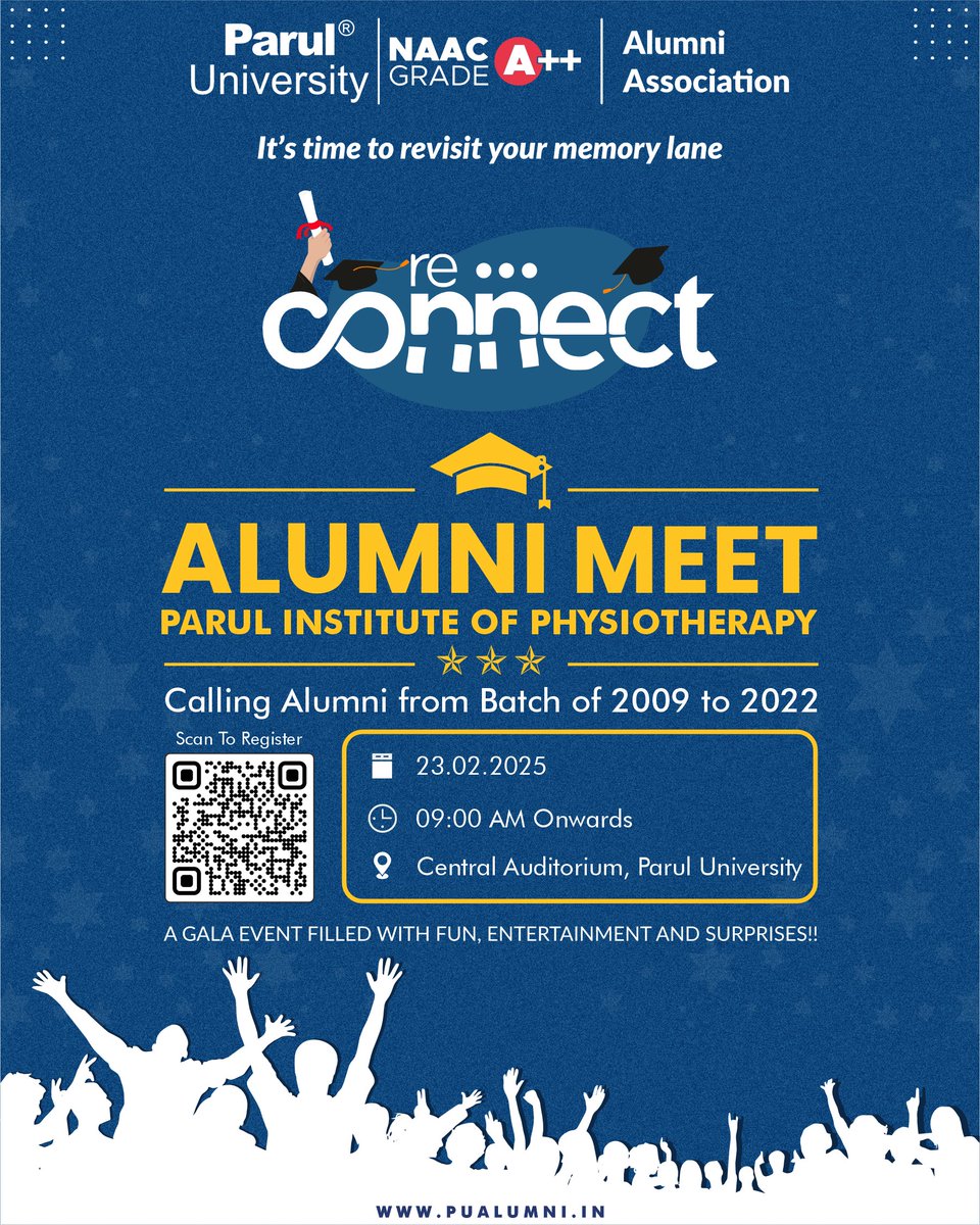 ParulAlumni's tweet image. 🩺 From Therapy Touch to Moments That Mean Much, Reconnect, Relive, and Celebrate the Reunion&apos;s Touch! ✨

🎯 Hurry! Register now at pualumni.in/events/10702 or scan the QR code. 

#reConnect2025
#PIPT #AlumniMeet
#CUC_Chapter
#PUAlumniAssociation
#ParulUniversity