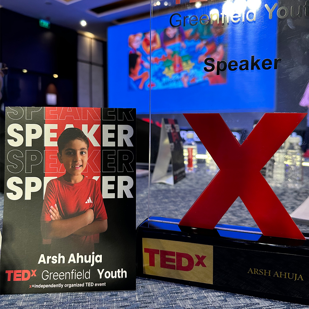 sheffield_Sch's tweet photo. Arsh Ahuja (Year 4B) recently delivered his first TEDx talk titled "How Small Steps Can Lead to Big Changes," inspired by Novak Djokovic, the world-renowned tennis champion known for his incredible achievements and positive mindset. #school #Parents #tedxyouth https://t.co/i7dHRGOCcv