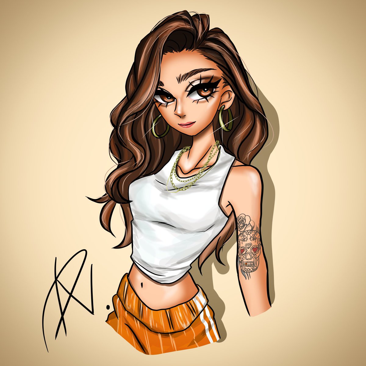 iamrunaR's tweet photo. 新曲最高です！シェールさんおかえり❣️
🤍🧡

#CherLloyd  #Brat #HeadDown 

#Drawing #イラスト　#お絵描き https://t.co/AJOqHeUYXD
