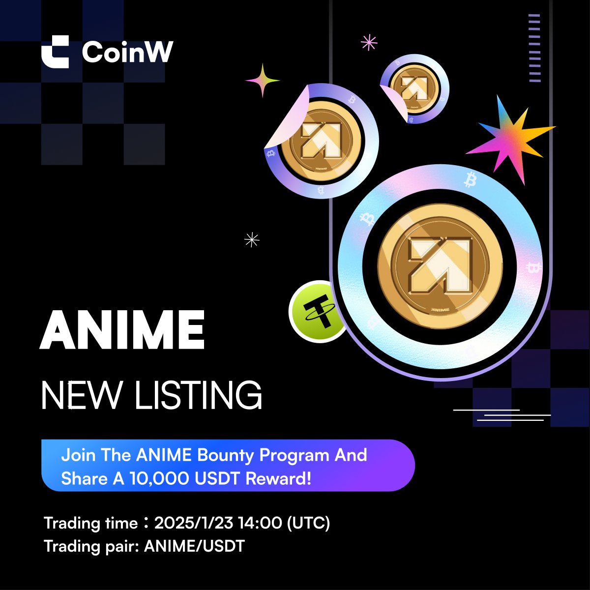 💥 Join the $ANIME @animecoin Bounty and share 10,000 $USDT! 1️⃣ Register &  Deposit: Trade ANIME/USDT (≥100 USDT) to earn 3 USDT + 3 USDT for deposits  (first-come, first-served). 2️⃣ Trading Rewards: