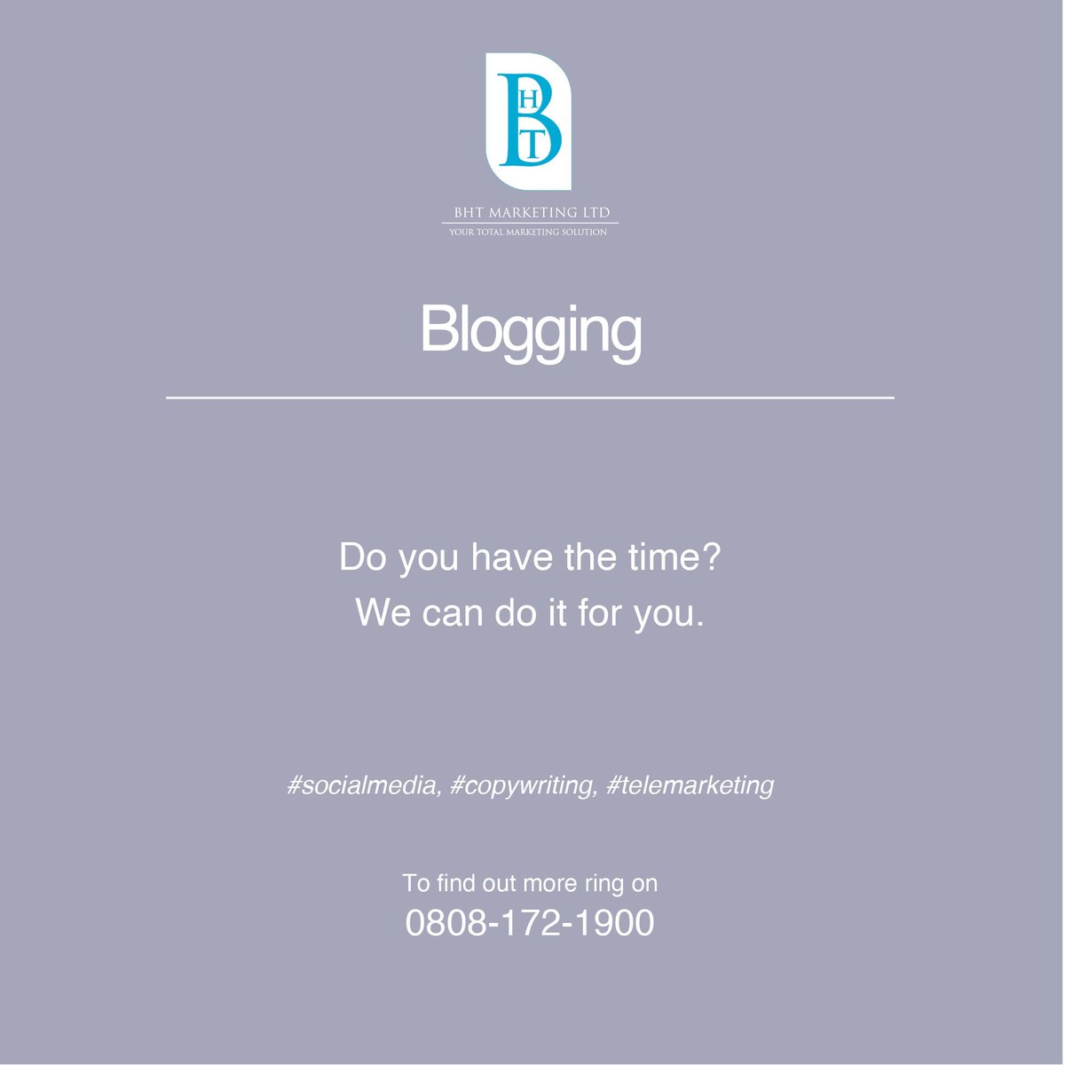 BHTmarketing's tweet photo. Blogging
Do you have the time? We can do it for you. 0808-172-1900. https://t.co/KNtF8LigOE https://t.co/BZgXcXD1ve