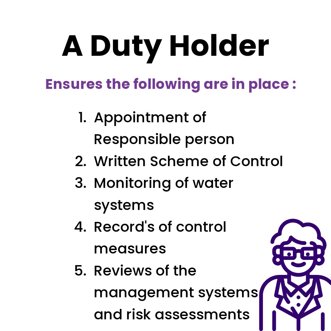 A Duty Holder must ensure the following are in place.

#L8 #ACoP #Safeguarding