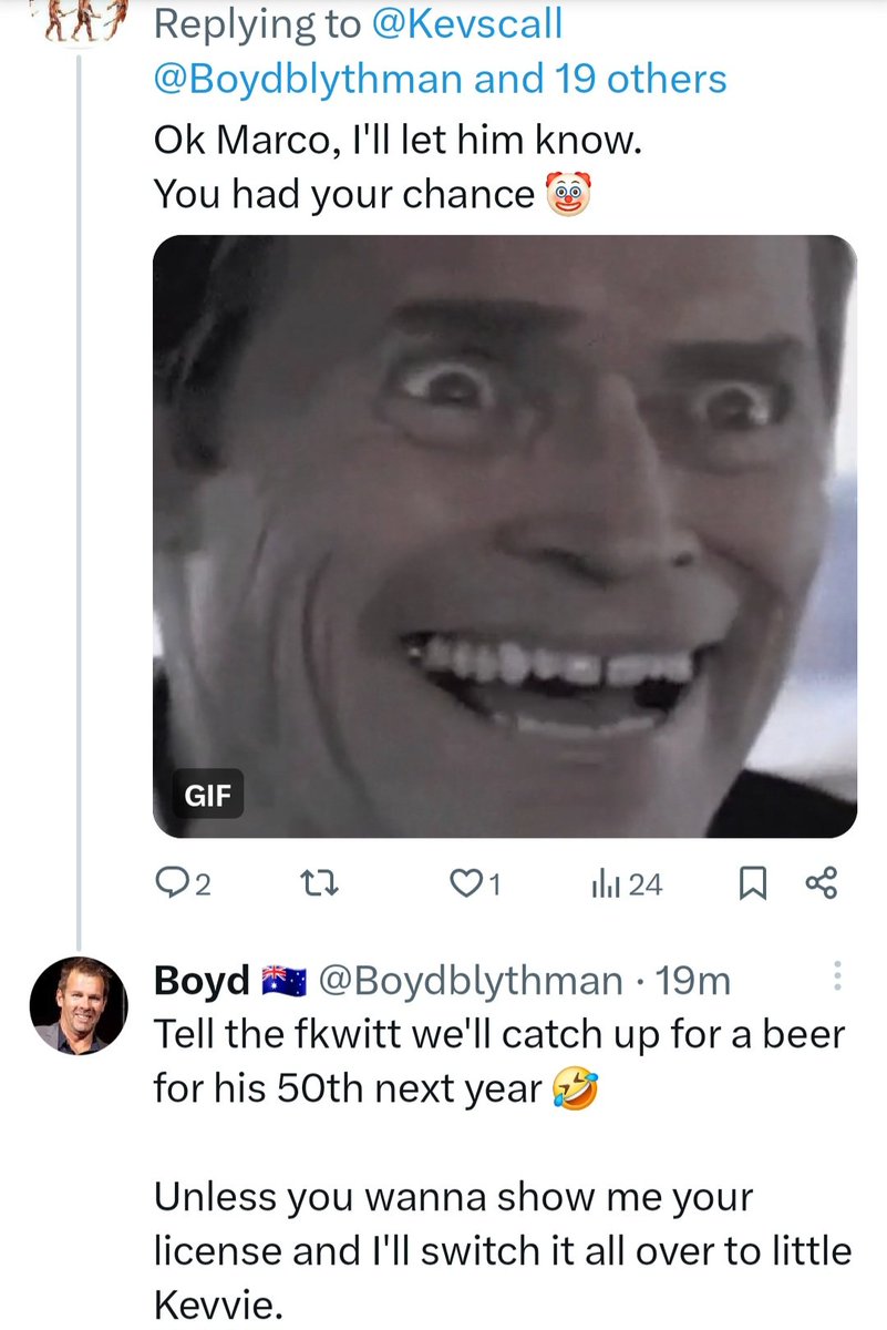 Kevscall's tweet photo. @MareeSolaris @freeaussie1444 @Boydblythman @TheCentPost @elonmusk @BoydBlytho It would make a wonderful birthday present 🤣🤣🤣
#MarcotheCoward https://t.co/rzf6QppVmC