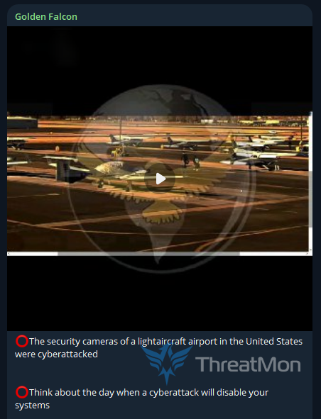 MonThreat's tweet image. ✈️ Airport Security Cameras Allegedly Targeted

Golden Falcon claims to have accessed security cameras of a light aircraft airport in the United States.

#USA #Airport #CameraHacking #Darkweb #ThreatIntelligence