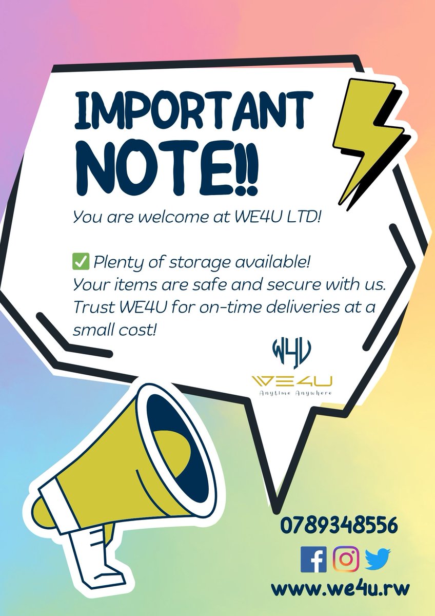 We4u_ltd's tweet photo. Safe storage ✅ 
On-time deliveries 
🚚 Small cost 
💰 Trust WE4U! 
Call 
📞 0789348556 or visit 🌐 https://t.co/Cu8j2Ym0zX 
#WE4U #fastdelivery  #anytimeanywhere https://t.co/Lm2OdXnLMU