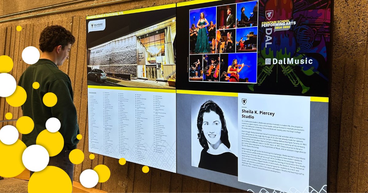 Dalhousie Alumni (@dal_alumni) on Twitter photo The new donor wall in Strug Hall recognizes those who gave to the Dalhousie Performing Arts Campaign, helping to establish a modern, world-class performing arts destination for our students and community. <a href="/FSPADal/">Fountain SchPerfArts</a> @DalFASS 🎭 Attend an upcoming production: ow.ly/WGvJ50UK7TB The new donor wall in Strug Hall recognizes those who gave to the Dalhousie Performing Arts Campaign, helping to establish a modern, world-class performing arts destination for our students and community. <a href="/FSPADal/">Fountain SchPerfArts</a> @DalFASS 🎭 Attend an upcoming production: ow.ly/WGvJ50UK7TB