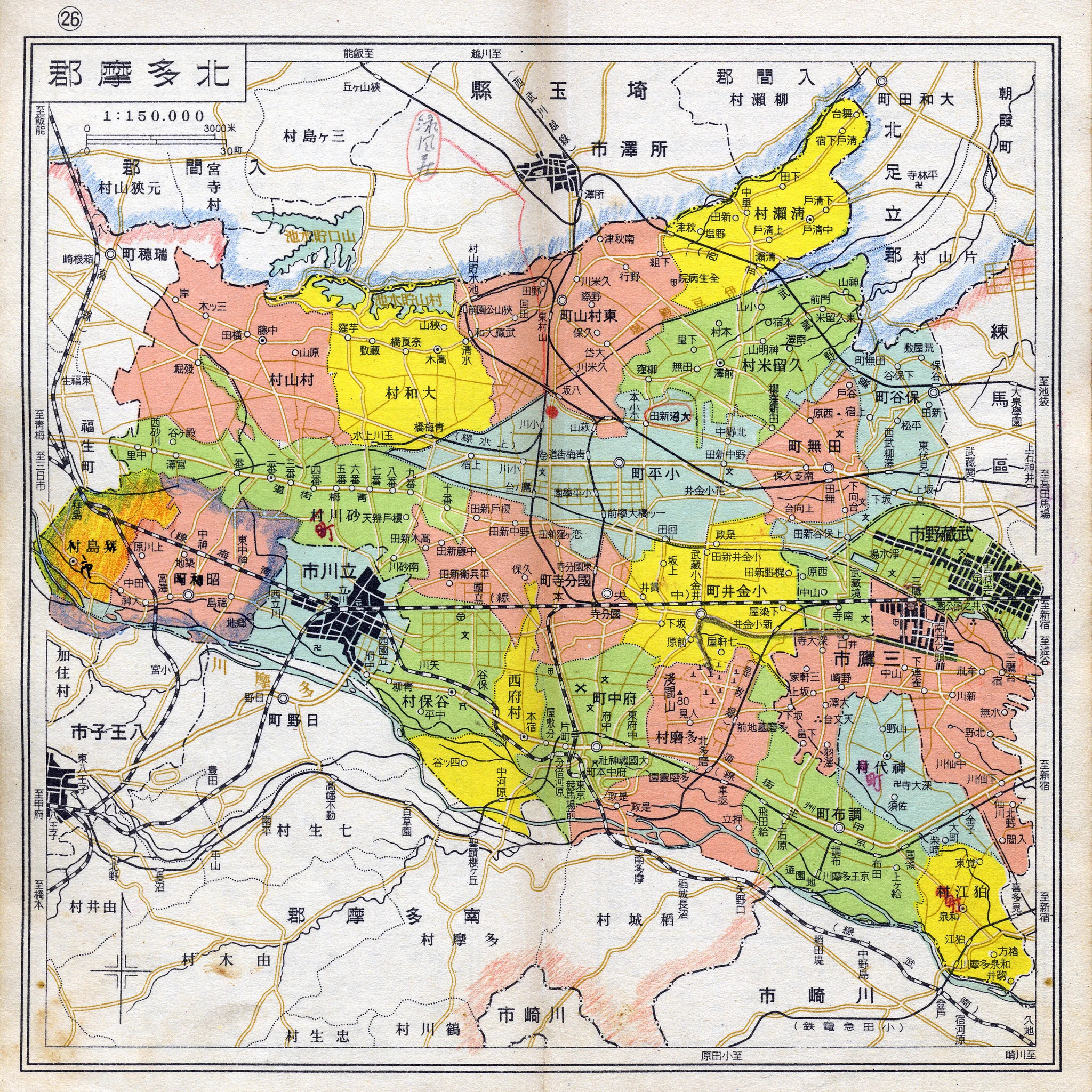 極希少 1889年（明治22年◆東京府⇒神奈川県西多摩郡調布村成立の手書き古地図 荻窪圭@新刊『明治・大正 東京の〈成り立ちと変化〉を歩く』発売中