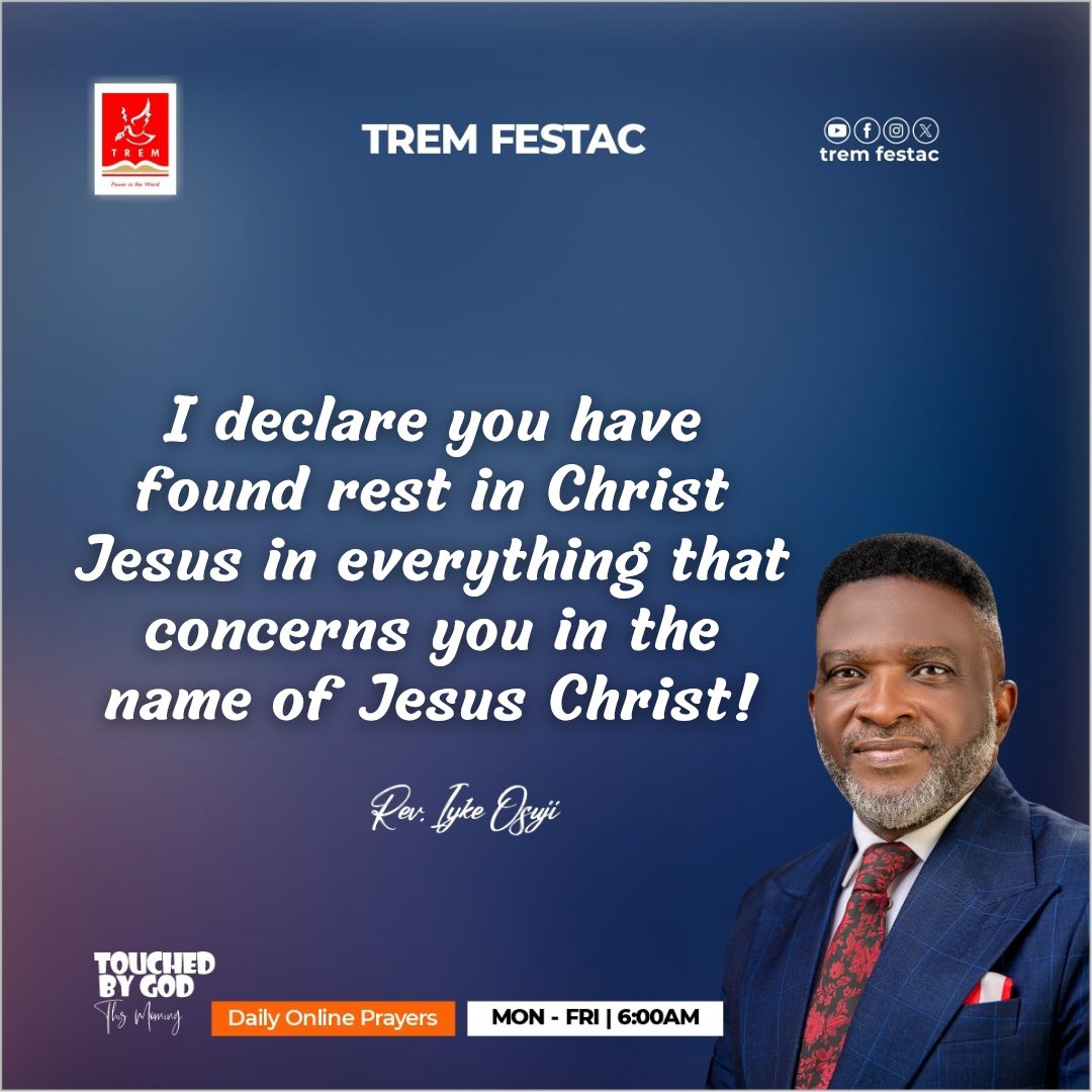 tremfestac's tweet photo. Solutions will come to you naturally,solutions will come to you speedily on anything that is an issue,God is making things easy for you&amp;the desires of your heart will work perfectly in Jesus name.

🎙️#RevIykeOsuji

#TREM #TREMFESTAC #TouchedByGodThisMorning #Prayer #Rest #January https://t.co/z570AqnPB8
