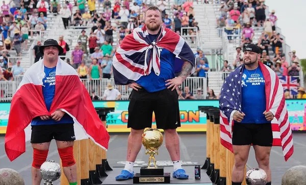 Dagenator's tweet image. Congratulations to Canadian #MitchellHooper for once again making the podium at the SBD @WorldsStrongest competition! Every year, @snoozby and I are enthralled watching the series of events. #worldsstrongestman #determination #canadian #bekindliftheavy #noquitmentality