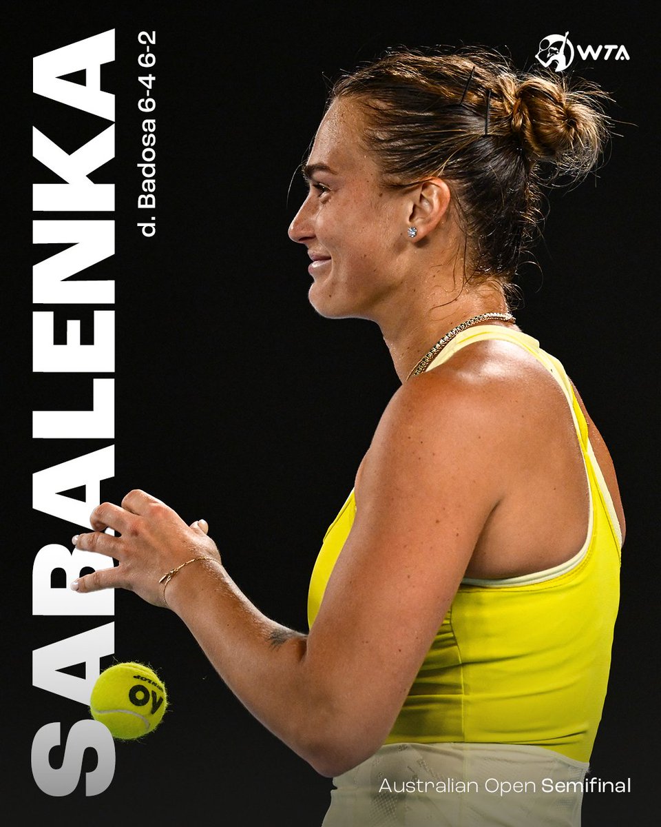 WTA's tweet photo. Grand Slam Final No. 5 ⏳

@SabalenkaA | #AO2025 https://t.co/aVPAejdbAm