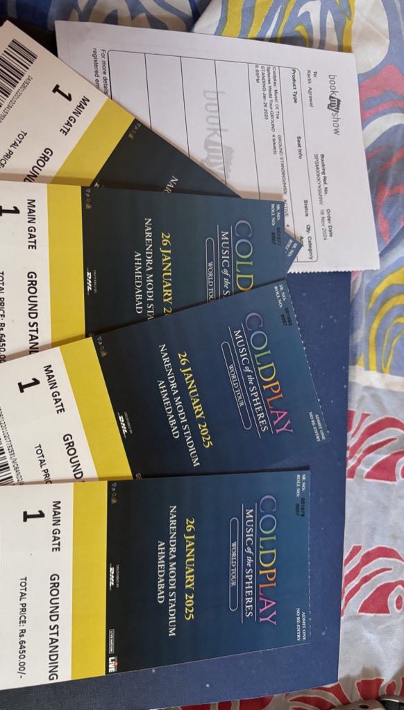 morepaneer's tweet photo. 🎫4x Coldplay ahemdabad tickets for sale @MRP

🗓️26 Jan, 2025 - 4 standing tix 

💸Selling at cost
Can provide other proofs if needed.

Will deal f2f in Ahemdabad!
💬DM to make a purchase

#coldplayahmedabad 
#ColdplayTickets https://t.co/Pzrl1Dlqd8