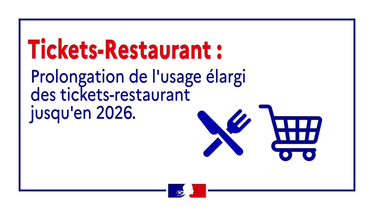Prefet83's tweet photo. #TicketResto |🍴 🛒 L'utilisation des titres-restaurants est prolongée jusqu'en 2026 pour l'achat de produits alimentaires non directement consommables ➡Pâtes, riz, farine huile..
➕ d'infos 👉 https://t.co/HStAENaPep https://t.co/QNQkxIOn5y