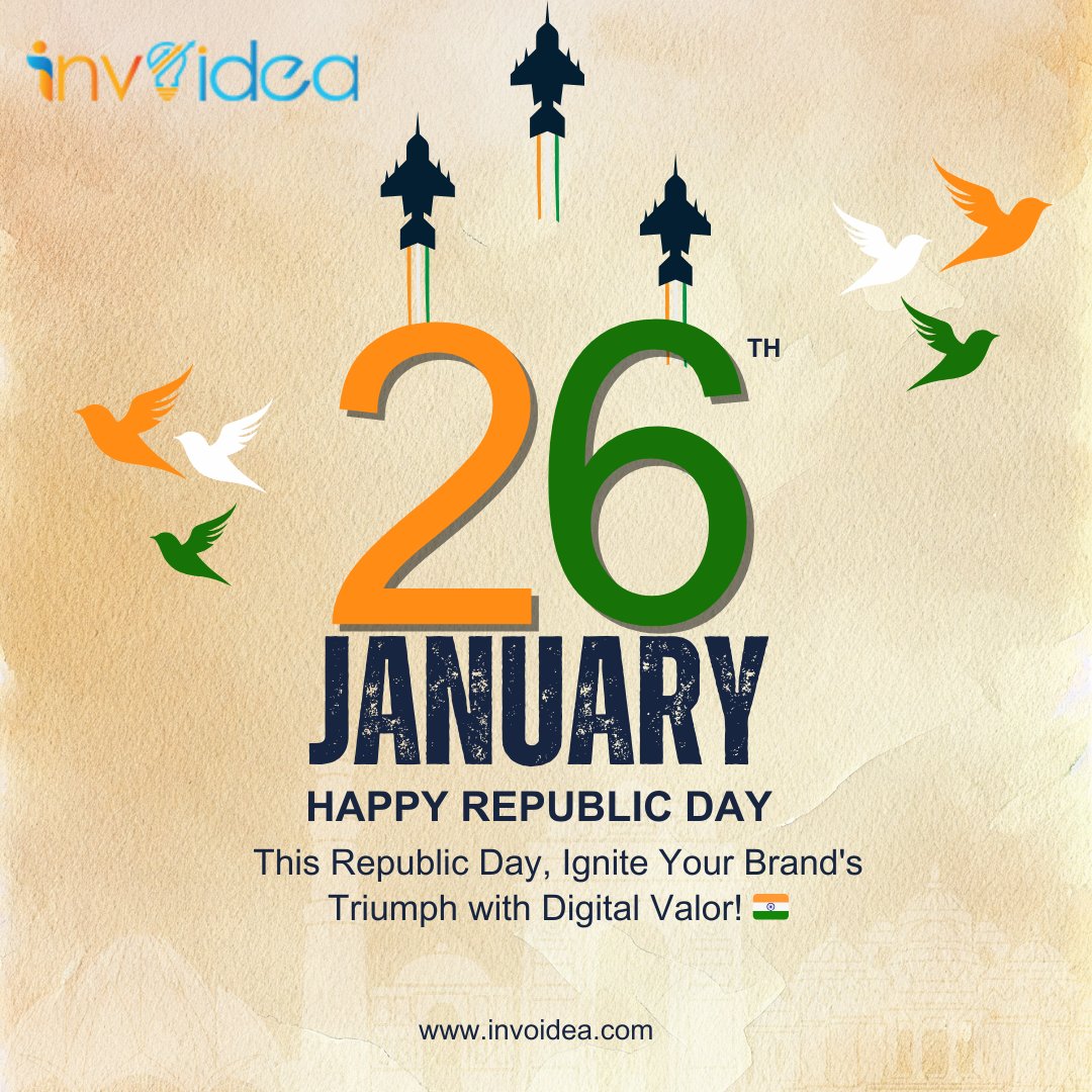 InvoideaTech's tweet photo. This Republic Day, innovate with InvoIdea! 
Celebrate progress and power your success.
.
.
.
..
#instagram #republicday #republicday2025 #76republicday #republicday2025 #invoidea #republicdaycelebration https://t.co/5SrTeGCrsq