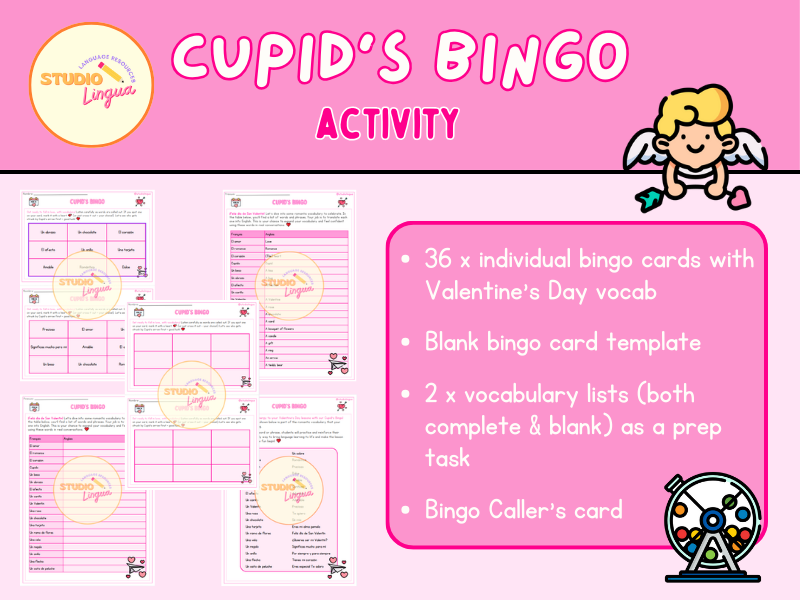 YES we're early buuuut... ready to make your Valentine's lesson extra exciting? ❤️💘 Dive into Cupid's Bingo in French or Spanish! 🎉 Perfect for language learners and teachers alike. Let the love and learning begin! 🌹

🇫🇷 shorturl.at/TJk1z
🇪🇸 shorturl.at/Dmwiq