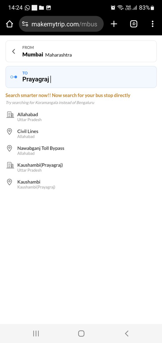 Recently <a href="/makemytrip/">MakeMyTrip</a> changed the name of Prayagraj to Allahbad on their platform.  This is gross , I won't do any bookings through you from now. <a href="/DeepKalraMMT/">Deep Kalra</a> <a href="/myogioffice/">Yogi Adityanath Office</a> <a href="/myogiadityanath/">Yogi Adityanath</a> @nare