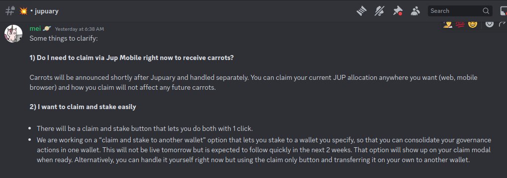 Hello guys. It is not necessary to claim and stake your jup from Jupiter Mobile to be eligible for carrots bonus.