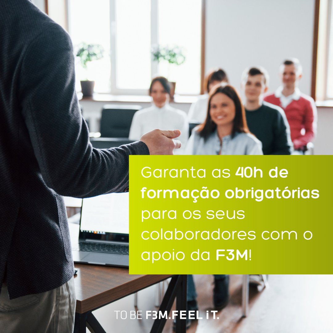 F3MSA's tweet photo. Formação obrigatória?
Conte com a F3M e cumpra a legislação!
O Código do Trabalho determina que, em Portugal, cada colaborador tem direito a 40 horas de atividade formativa por ano.
Informe-se sobre toda a oferta da F3M Training Centre aqui https://t.co/JwHaAev8q7 e evite coimas! https://t.co/23YJ48uVUX