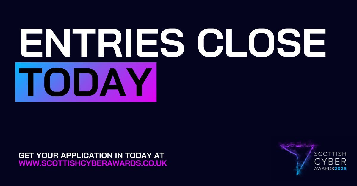 Today is the LAST DAY to submit a free entry into the 8th annual Scottish Cyber Awards!

Explore the categories and enter now: buff.ly/48DB0Xc

#ScotCyberAwards #CyberSecurity #CyberAwards #CyberNews