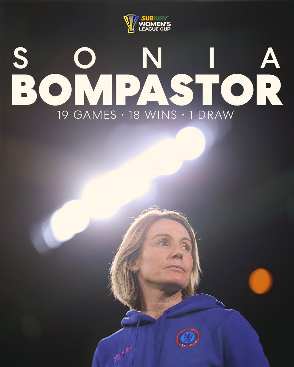 Another win added to the tally...

<a href="/ChelseaFCW/">Chelsea FC Women</a>'s manager, Sonia Bompastor, extended her unbeaten start to 19 games in the #SubwayWLC quarter-finals 🤯