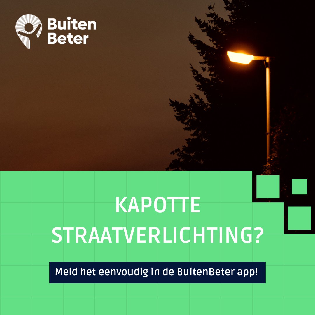 In de donkere wintermaanden is goede verlichting extra belangrijk. Is er een lantaarnpaal in jouw buurt die niet meer werkt? 💡Meld het direct in de BuitenBeter app en wij zorgen ervoor dat jouw melding bij de gemeente terecht komt. Download snel de BuitenBeter app!