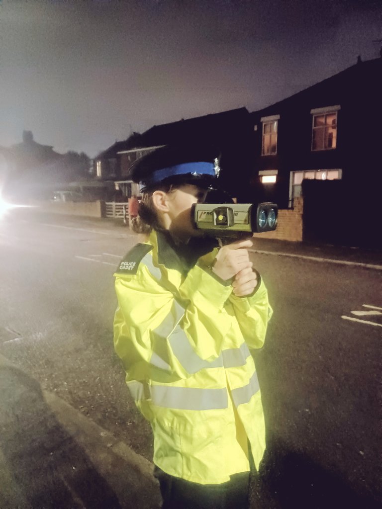 Leeds South cadets were out on patrol in Rothwell last night as part of a Speedwatch operation, learning how to use the Prolaser speedgun and monitoring traffic on local roads.