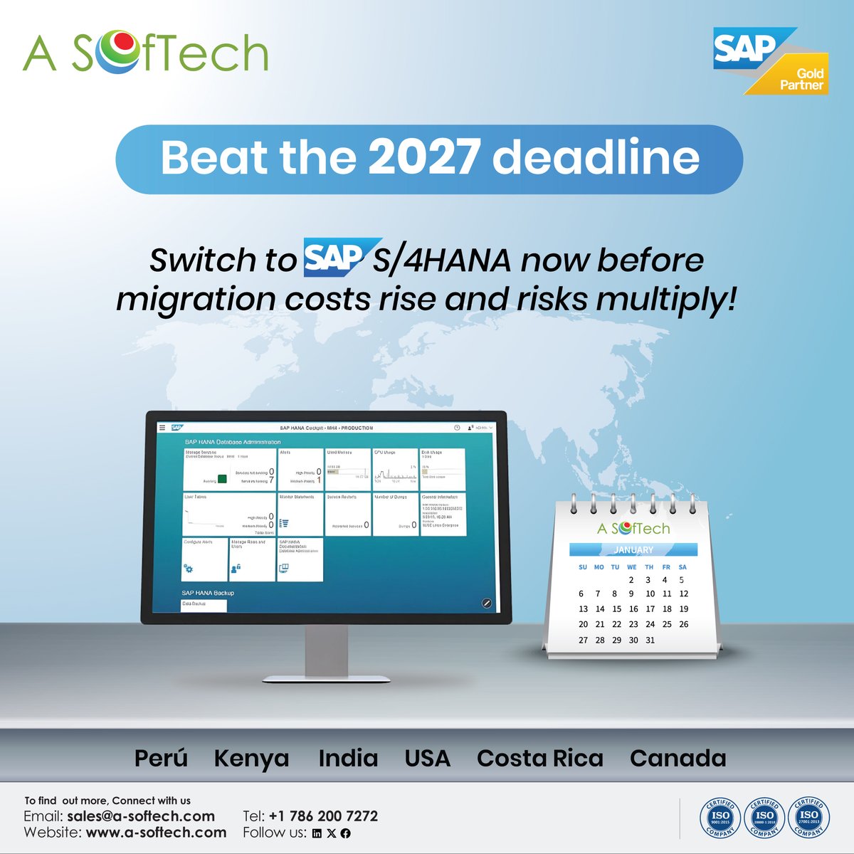 ASoftech_SAP's tweet photo. Switch to SAP S/4HANA now and stay ahead of the 2027 deadline.
Avoid rising migration costs and ensure a seamless transition with A SofTech, your trusted SAP Gold Partner.

#SAP #S4HANA #SAPMigration #DigitalTransformation #SAPGoldPartner #2027Deadline #ASofTech #BusinessGrowth https://t.co/xgrQJXebMF