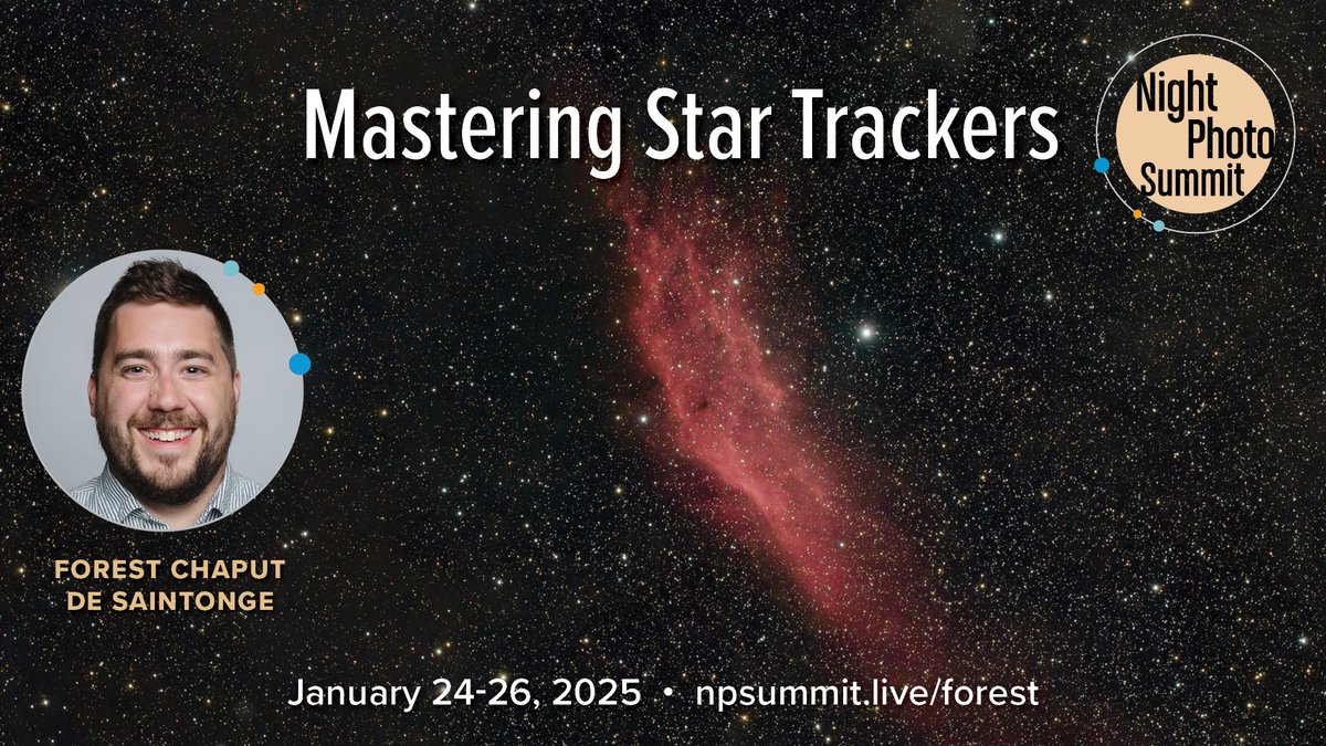 All day today, enjoy free streaming access to FOREST CHAPUT's 2024 talk about getting started with astrophotography. On the Night Photo Summit home page until midnight EST. nightphotosummit.com