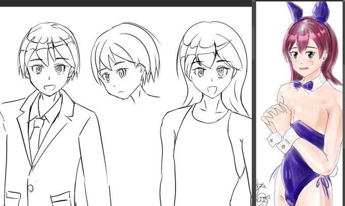 昨日のイラストをもとに顔を考案しています 