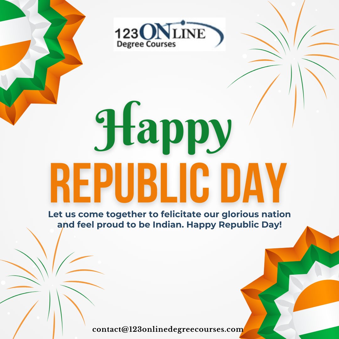123_odc's tweet photo. Pride, Patriotism, Progress – Happy Republic Day 2025 to All 🙏🙏
#RepublicDay #HappyRepublicDay #123onlinedegreecourses #courses #OnlineEducator https://t.co/vGjKdFJjx1