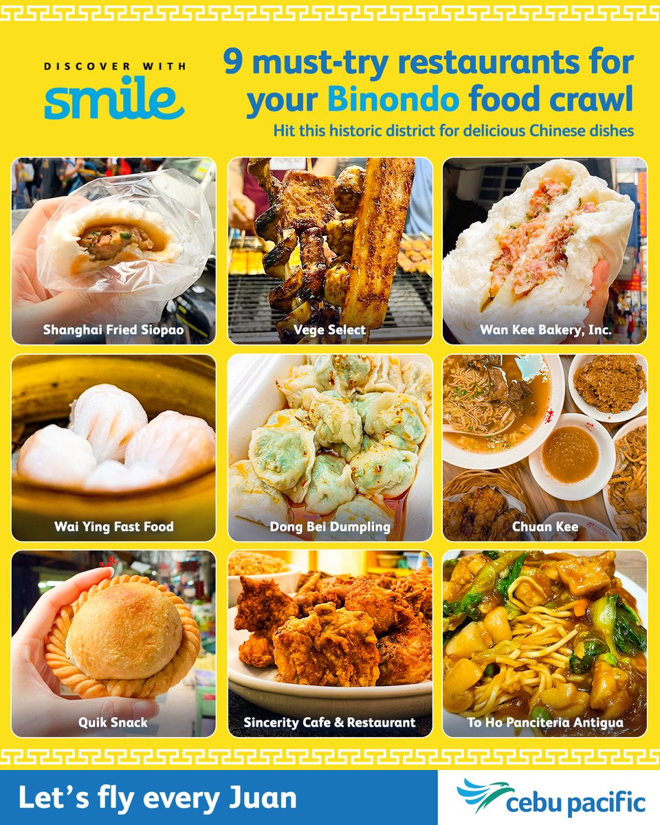CebuPacificAir's tweet photo. Explore the streets of Binondo and welcome the Lunar New Year with some mouth-watering Chinese delicacies: https://t.co/yVXpwsOr4a

Cebu Pacific has multiple local and international flights from Manila.

#SmileWithCEB #LetsFlyEveryJuan https://t.co/PU9SMxaU3v
